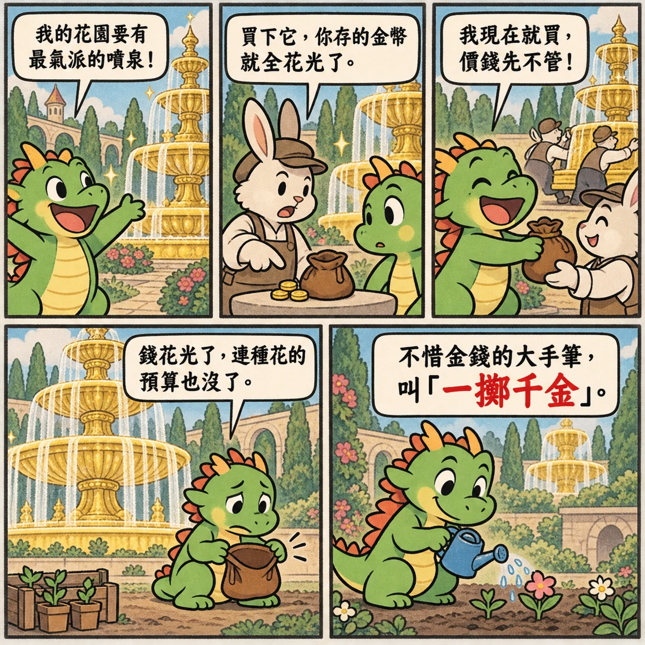 一擲千金的 AI 生成成語漫畫