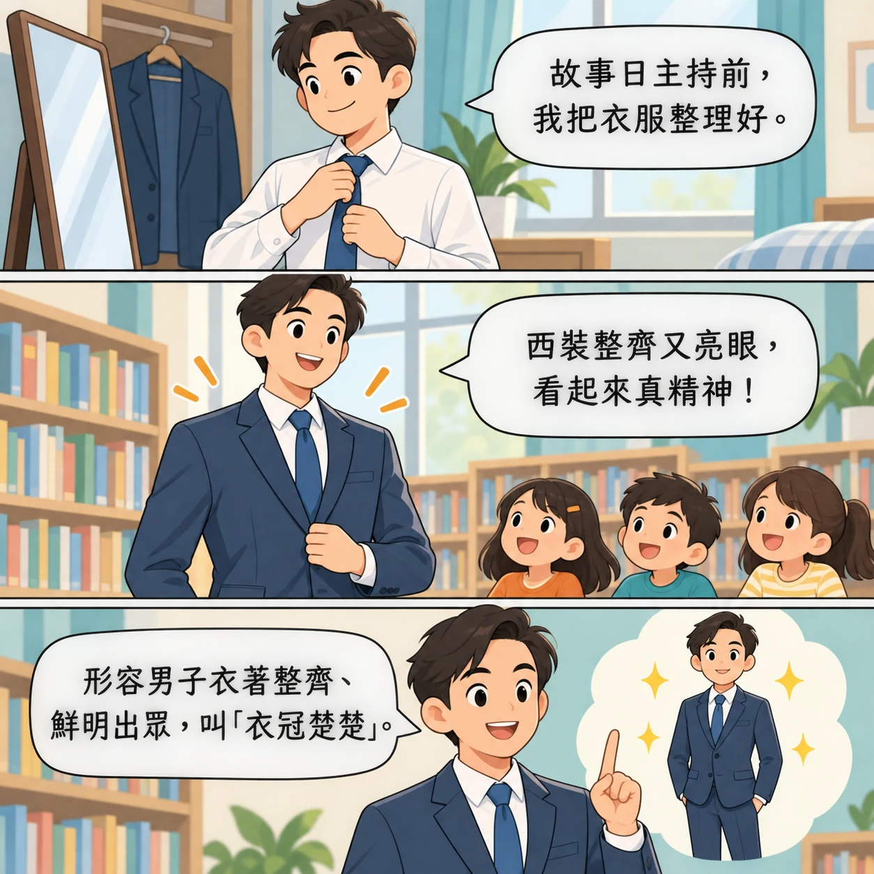 衣冠楚楚的 AI 生成成語漫畫