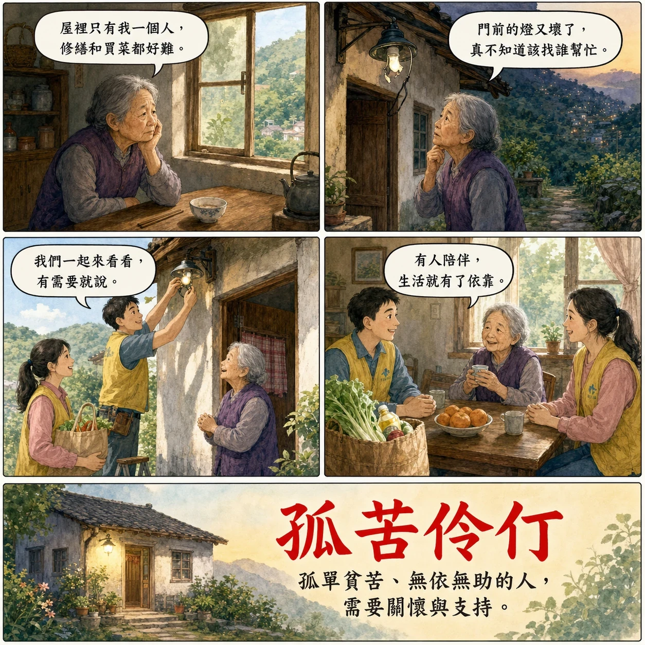 孤苦伶仃的 AI 生成成語漫畫
