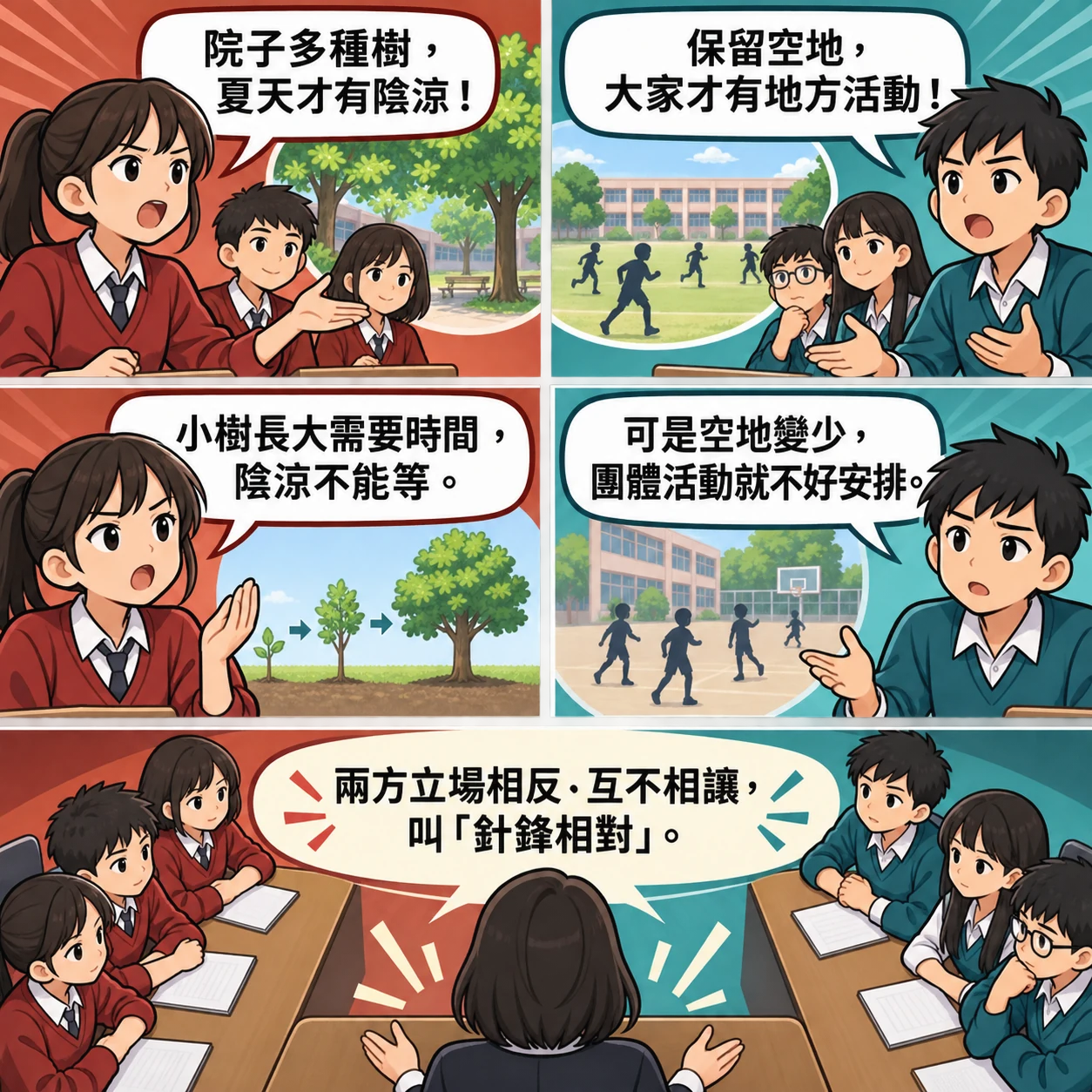 針鋒相對的 AI 生成成語漫畫