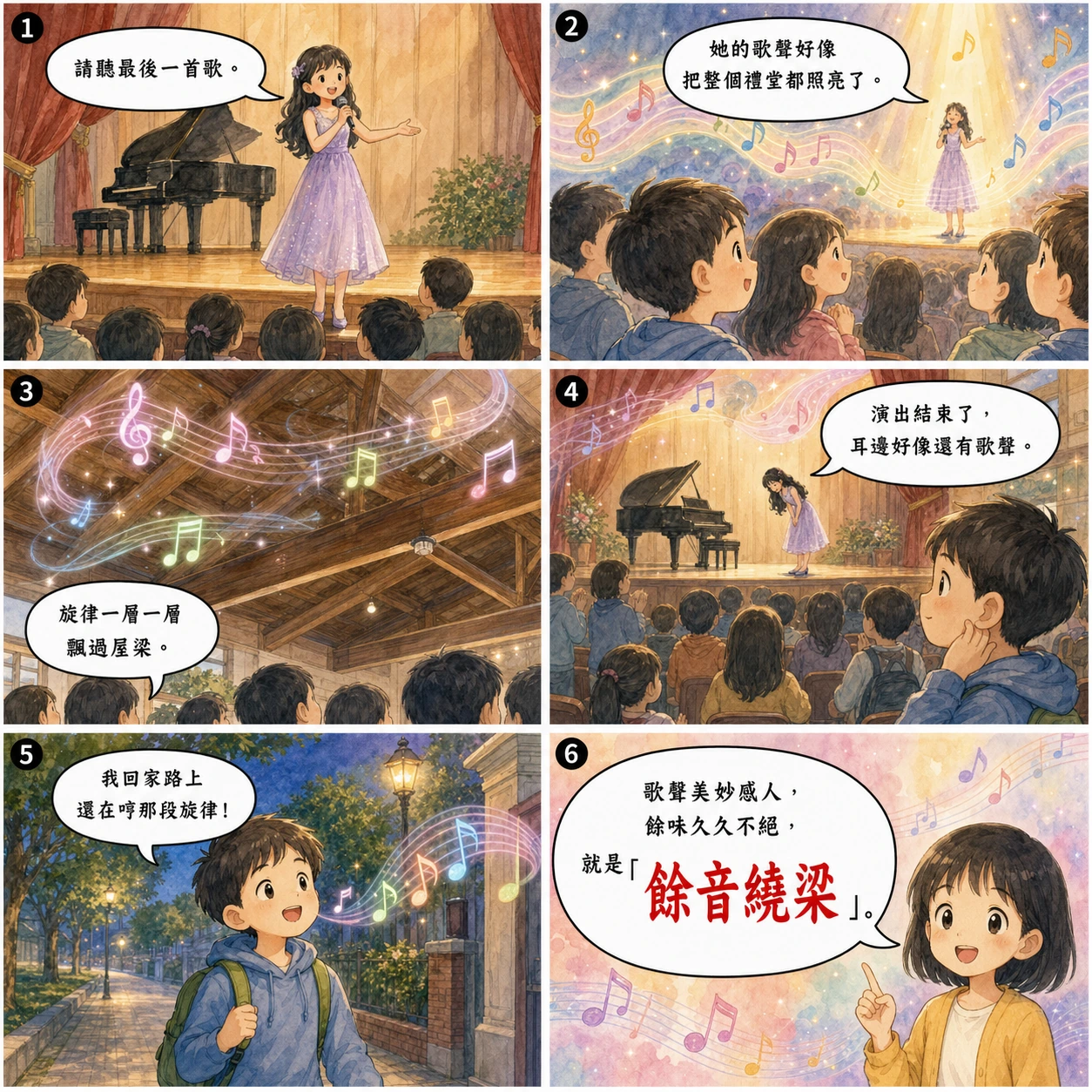 餘音繞梁的 AI 生成成語漫畫