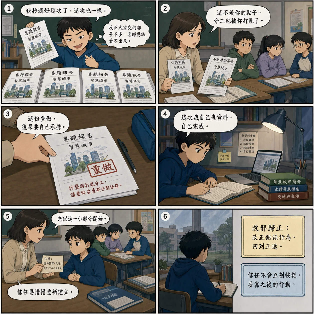 改邪歸正的 AI 生成成語漫畫