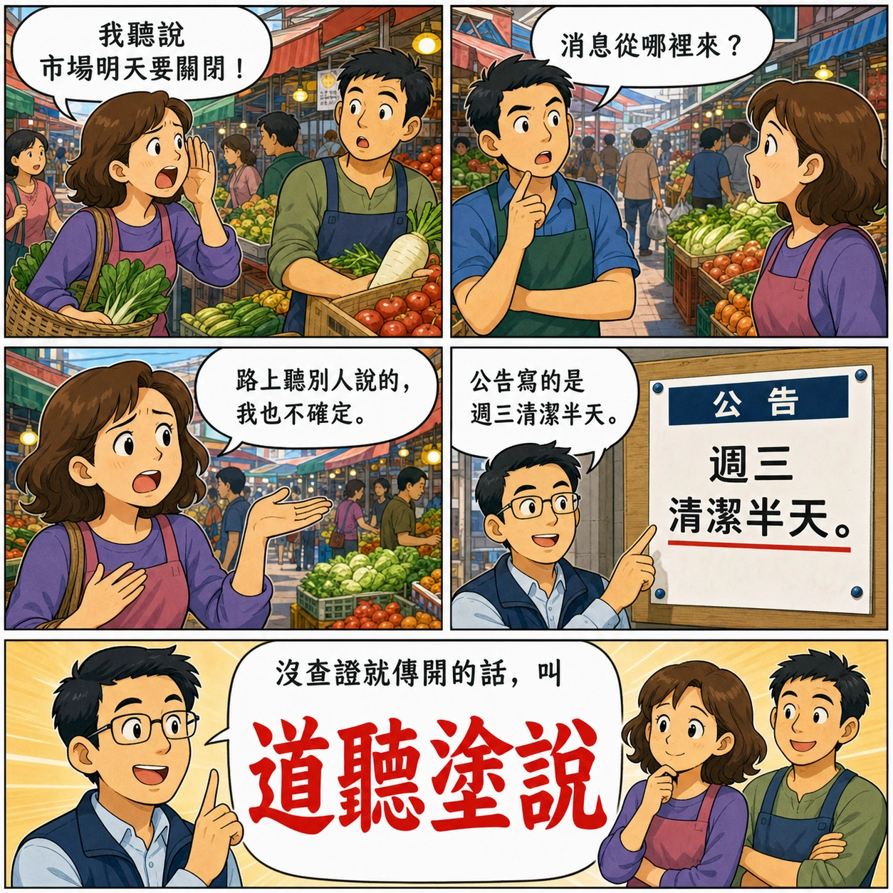 道聽塗說的 AI 生成成語漫畫