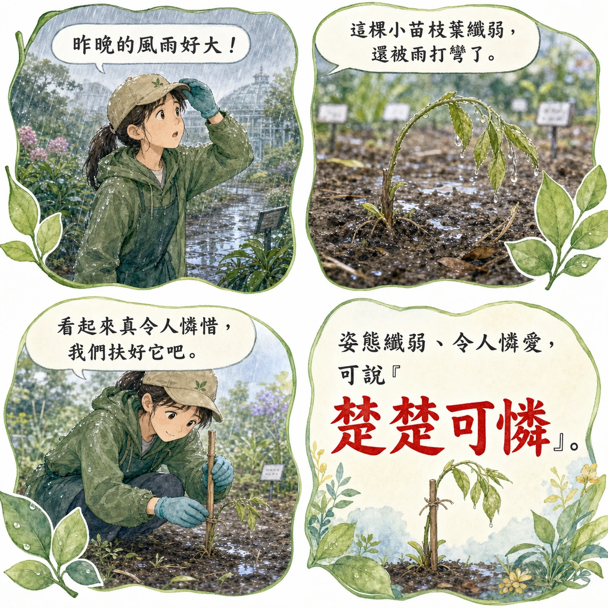 楚楚可憐的 AI 生成成語漫畫