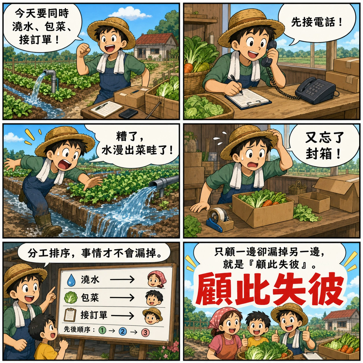 顧此失彼的 AI 生成成語漫畫