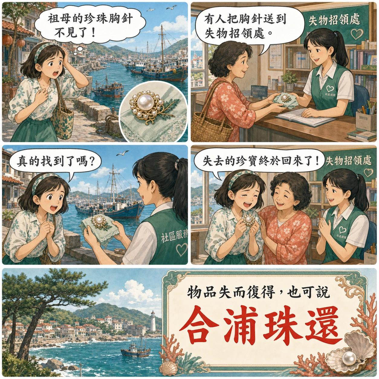 合浦珠還的 AI 生成成語漫畫