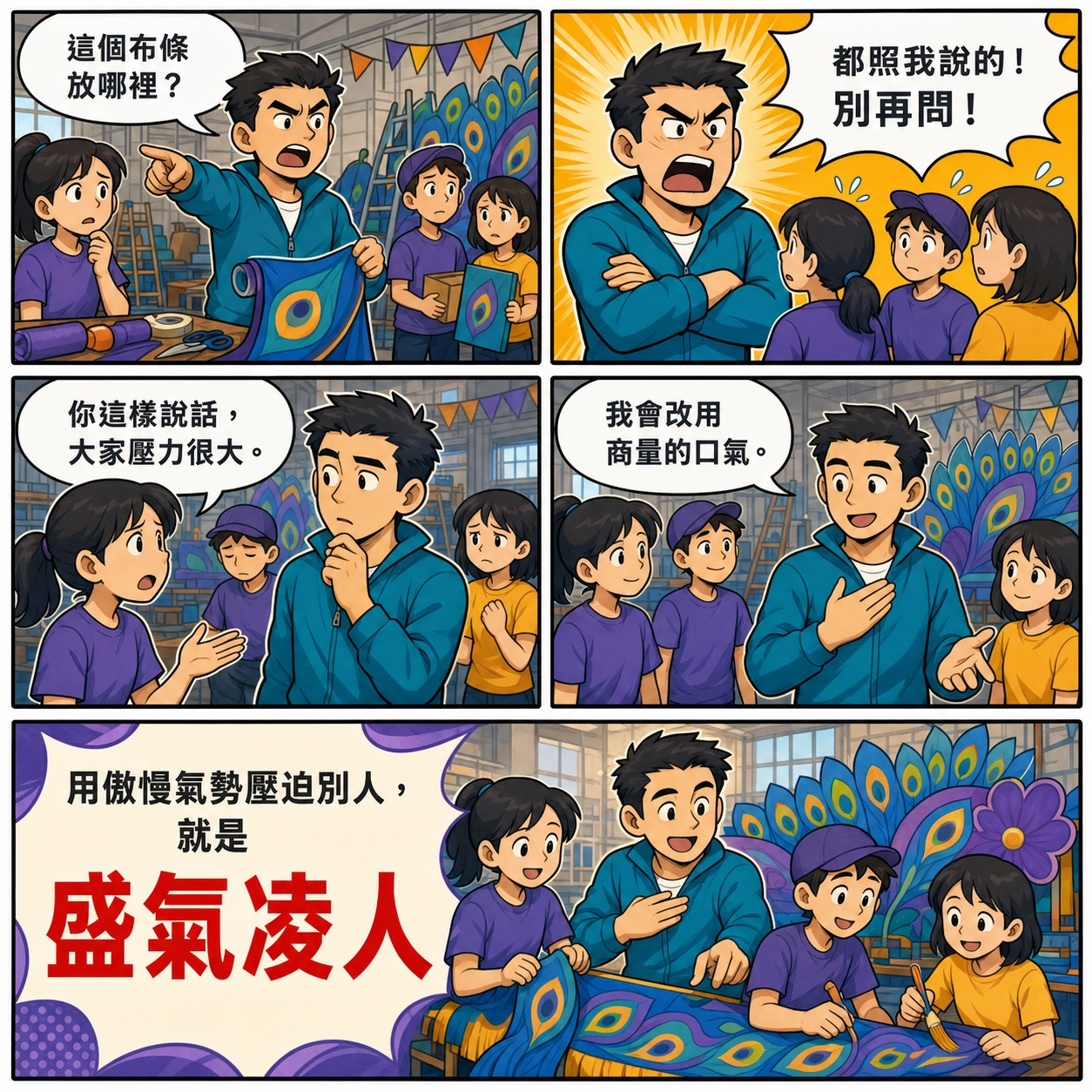 盛氣凌人的 AI 生成成語漫畫