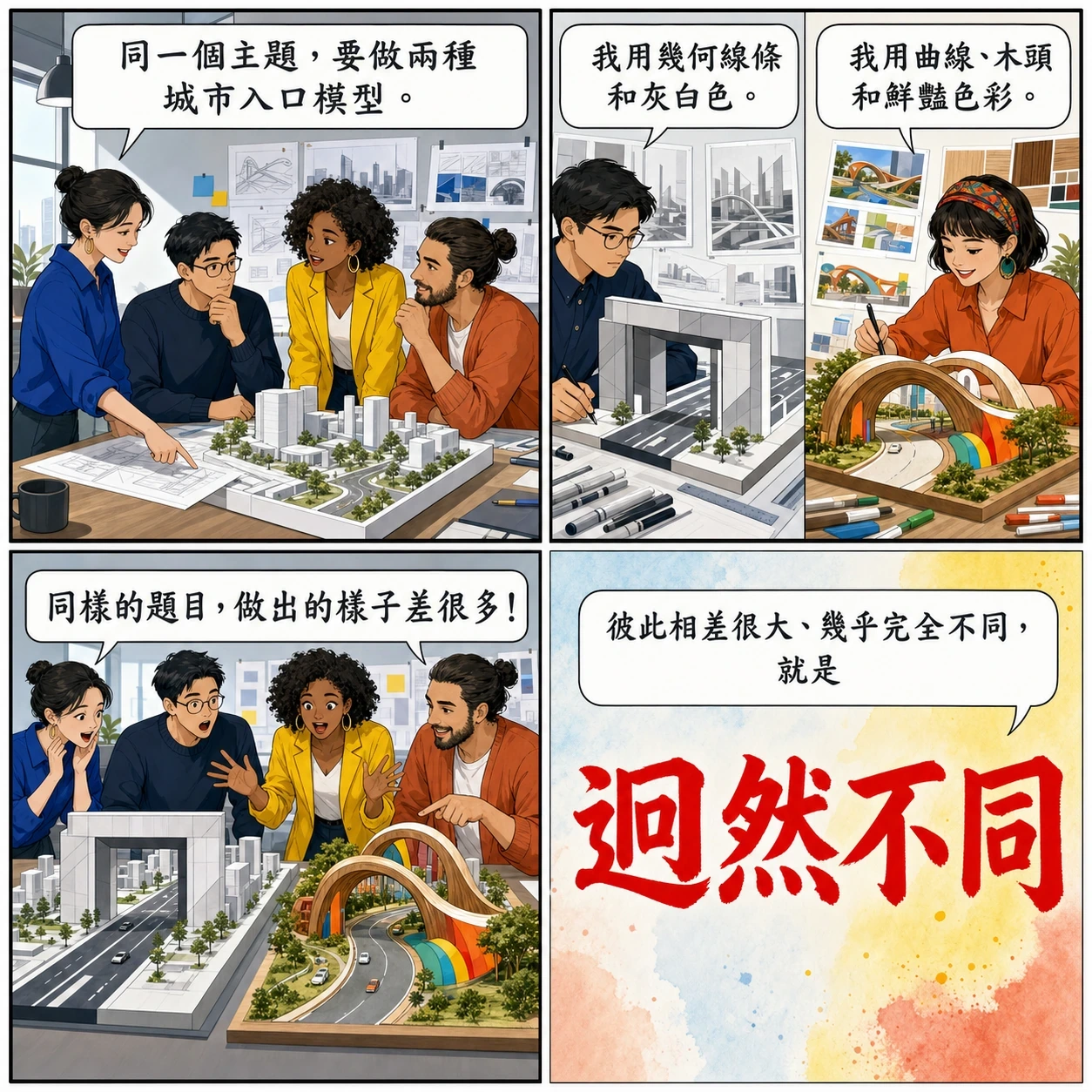 迥然不同的 AI 生成成語漫畫