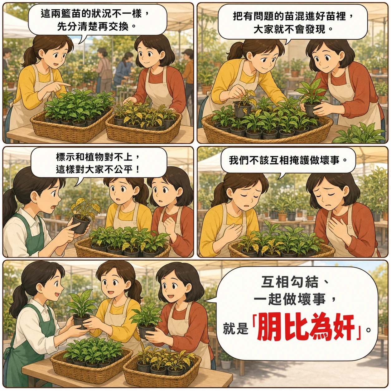 朋比為奸的 AI 生成成語漫畫