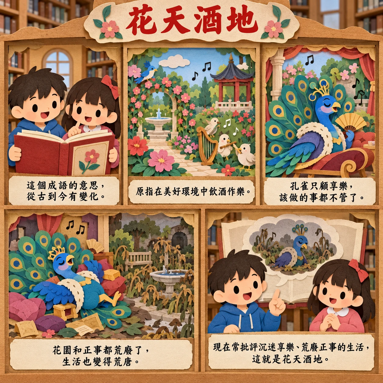 花天酒地的 AI 生成成語漫畫