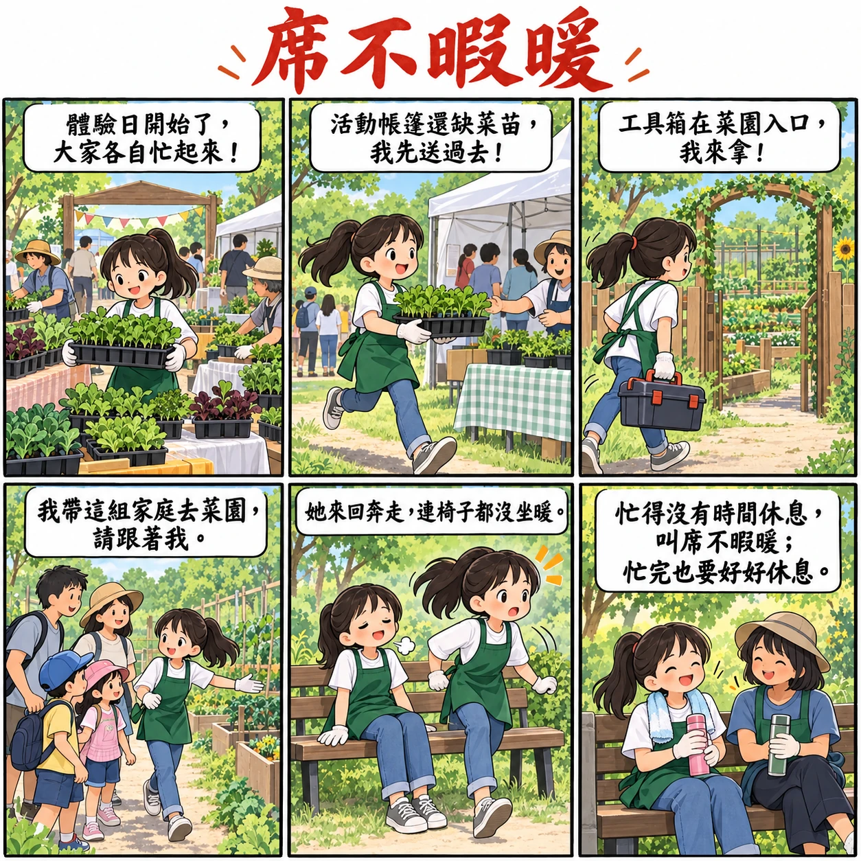 席不暇暖的 AI 生成成語漫畫