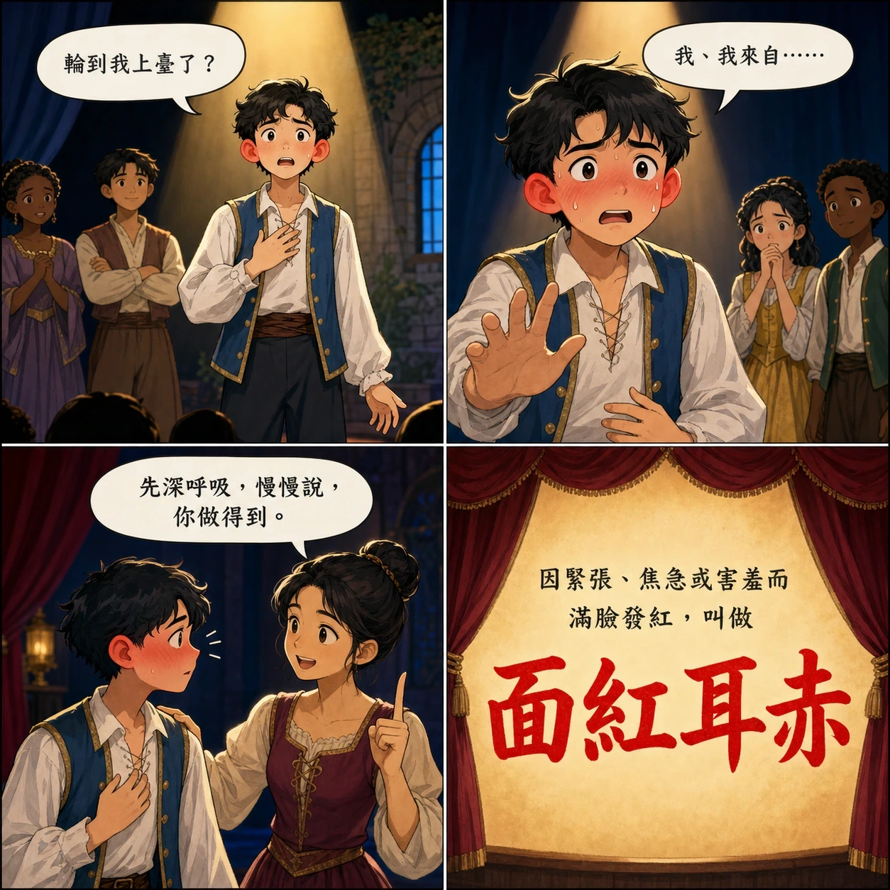 面紅耳赤的 AI 生成成語漫畫