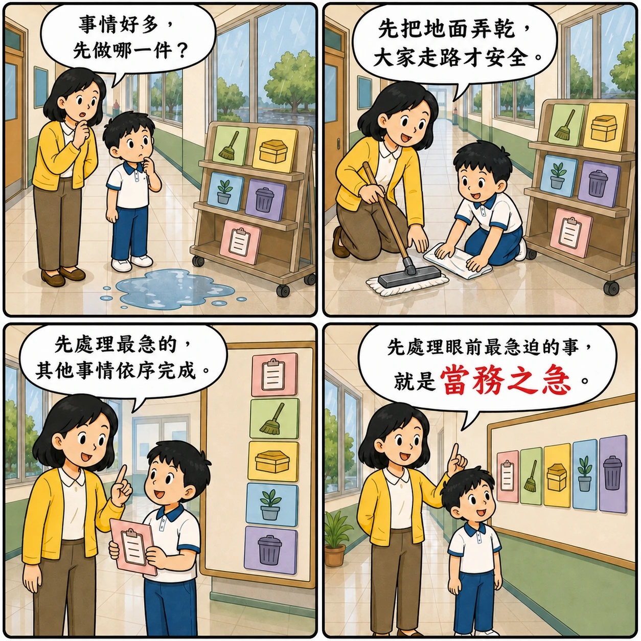 當務之急的 AI 生成成語漫畫