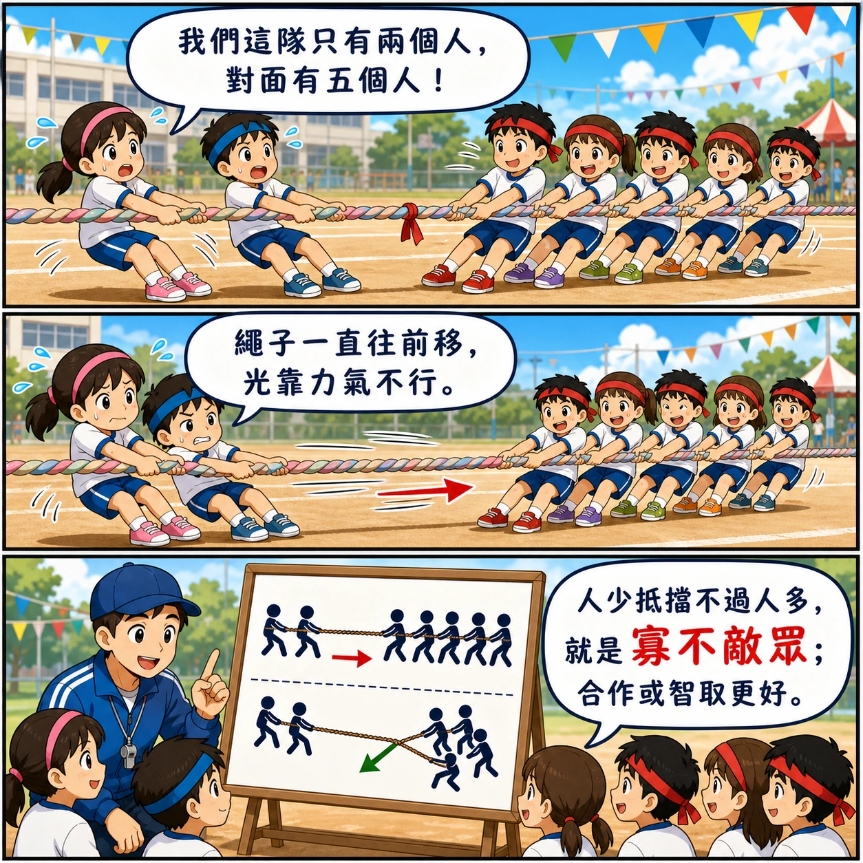寡不敵眾的 AI 生成成語漫畫