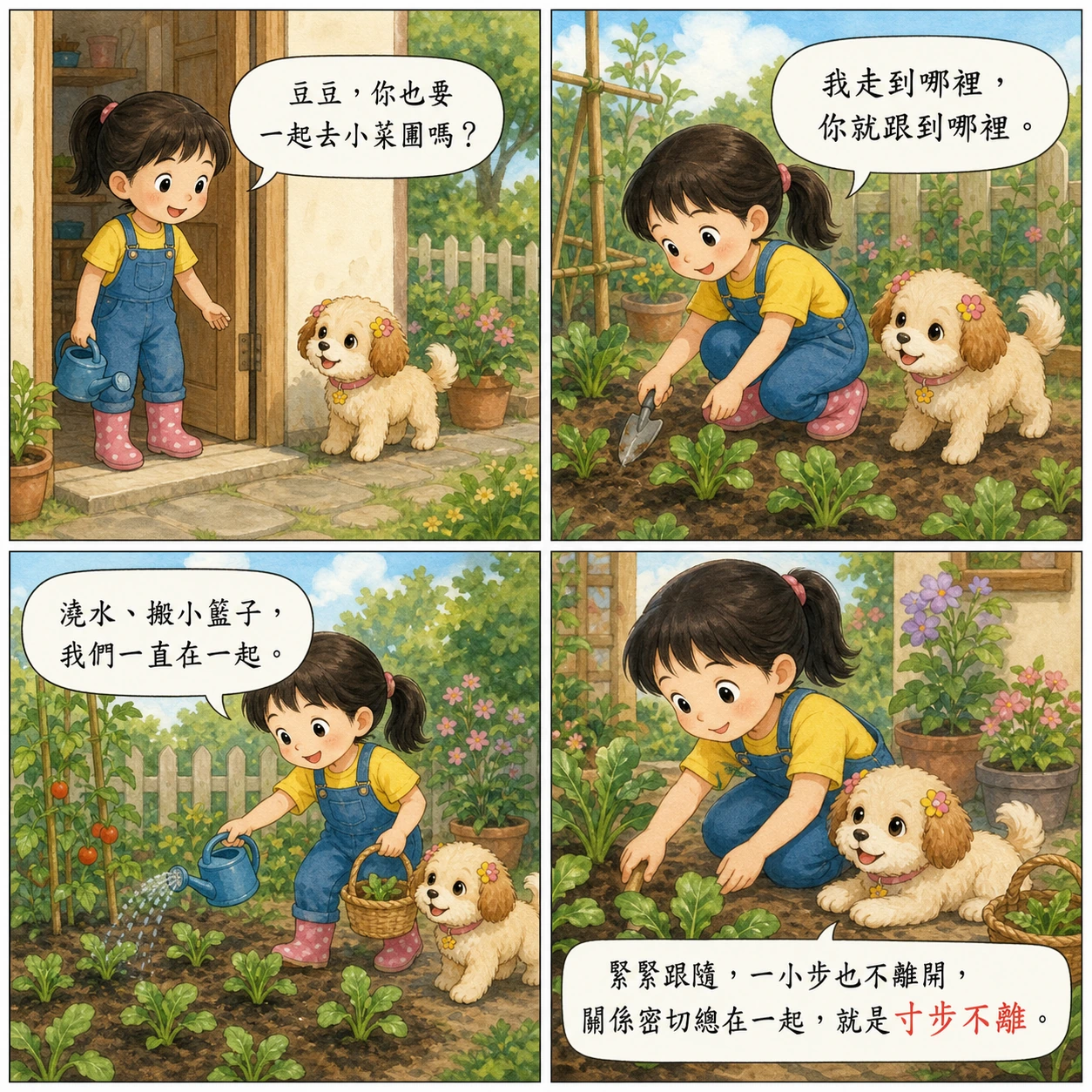 寸步不離的 AI 生成成語漫畫