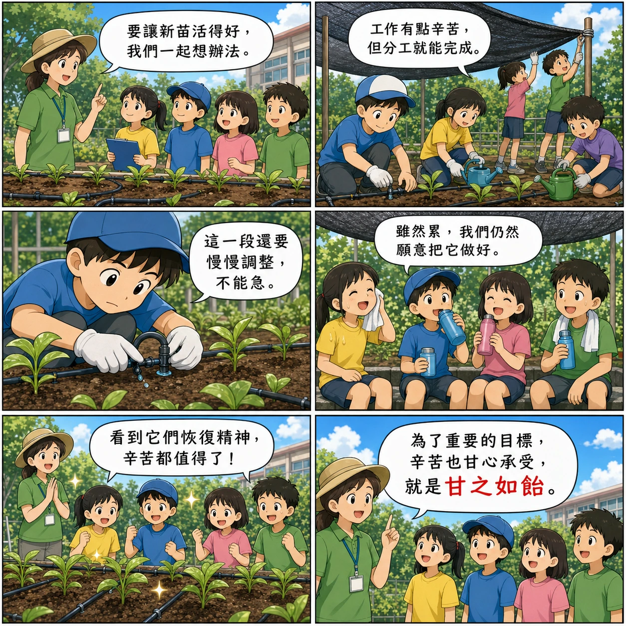 甘之如飴的 AI 生成成語漫畫
