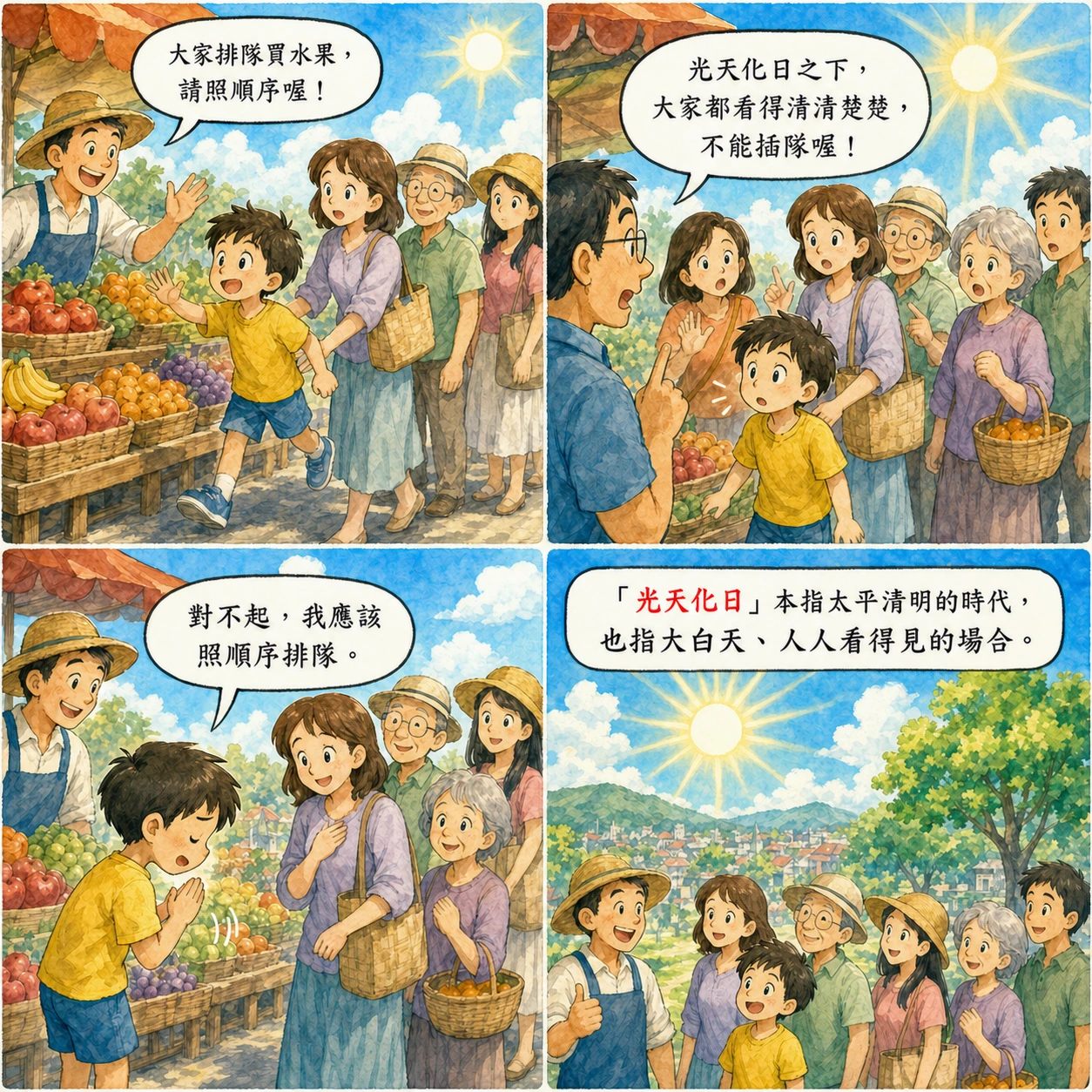 光天化日的 AI 生成成語漫畫