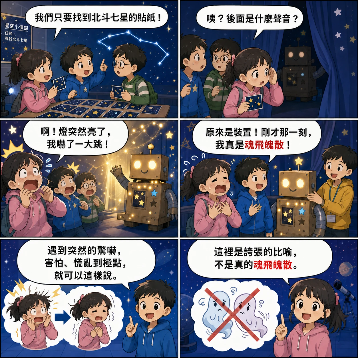 魂飛魄散的 AI 生成成語漫畫