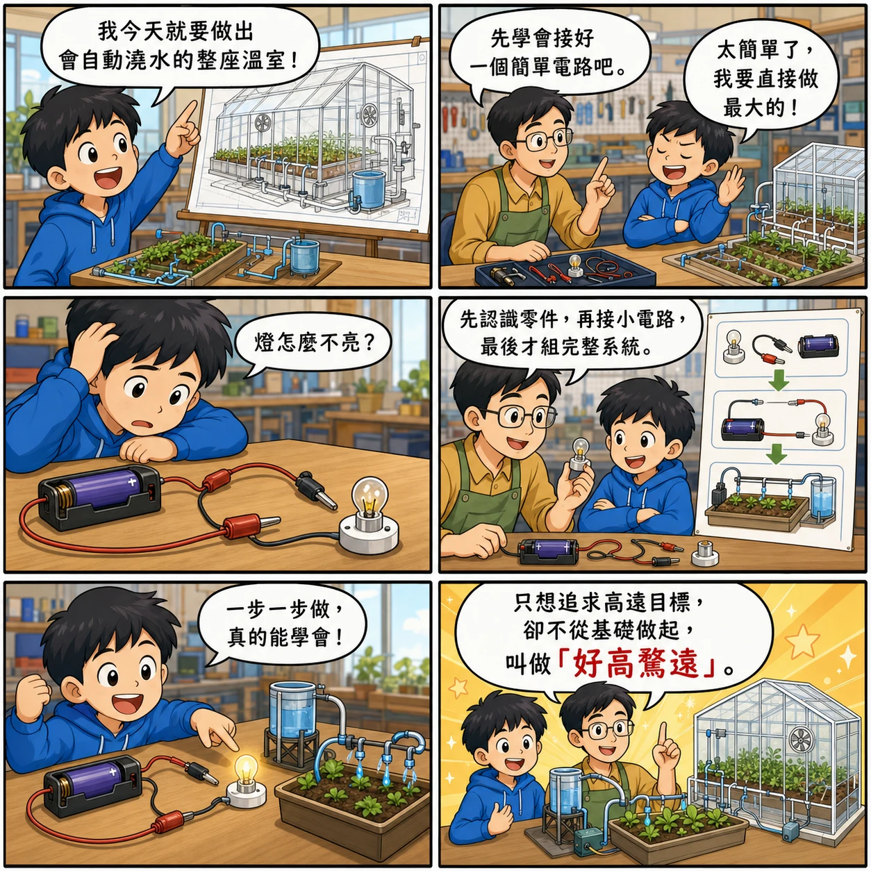 好高騖遠的 AI 生成成語漫畫