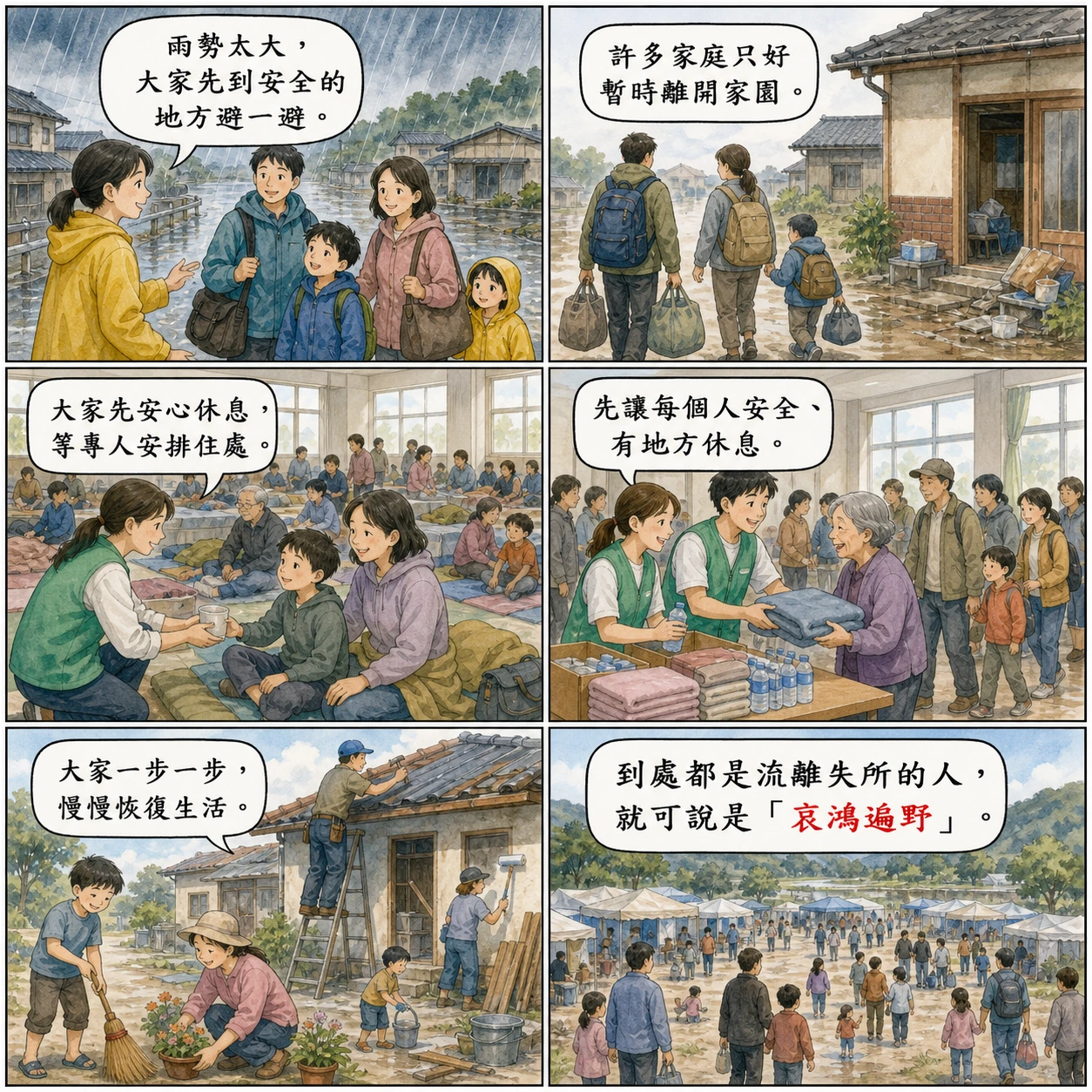 哀鴻遍野的 AI 生成成語漫畫