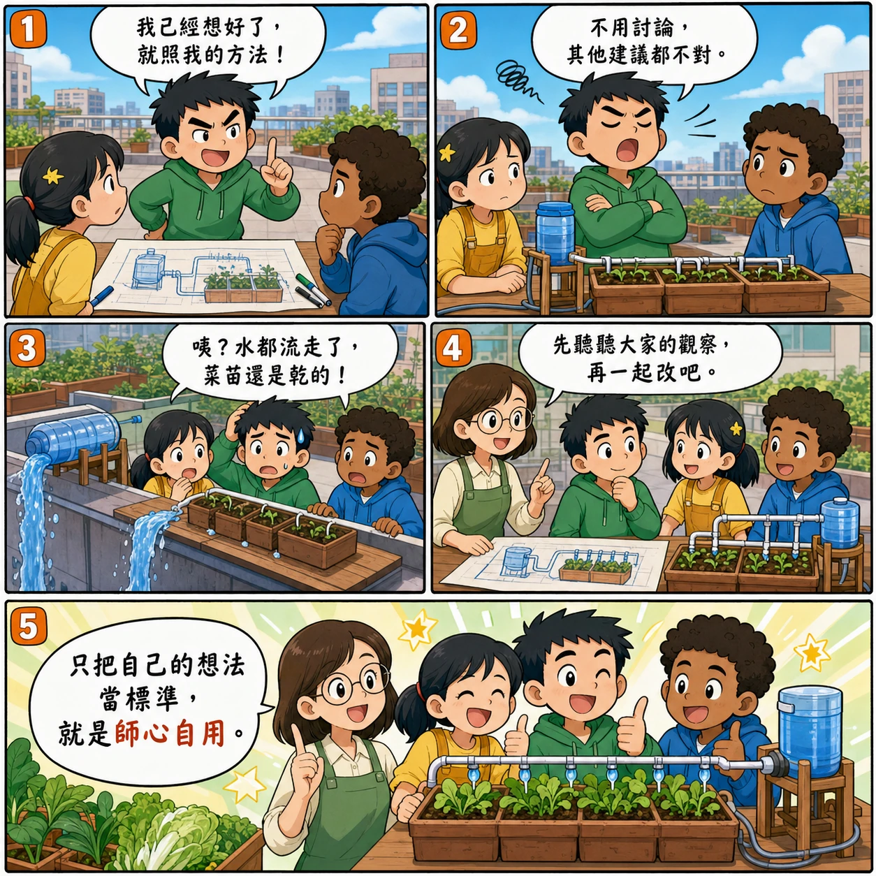 師心自用的 AI 生成成語漫畫