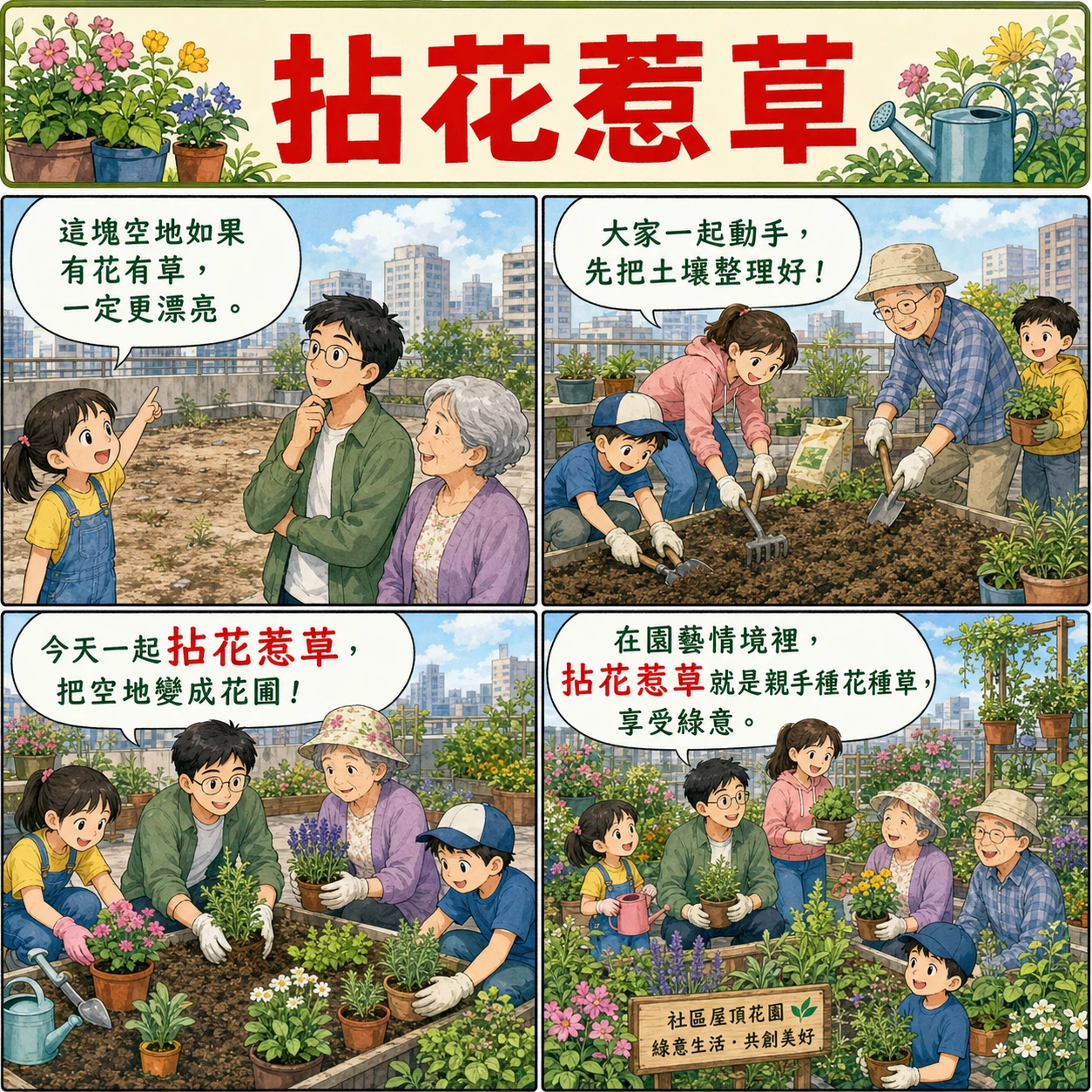 拈花惹草的 AI 生成成語漫畫