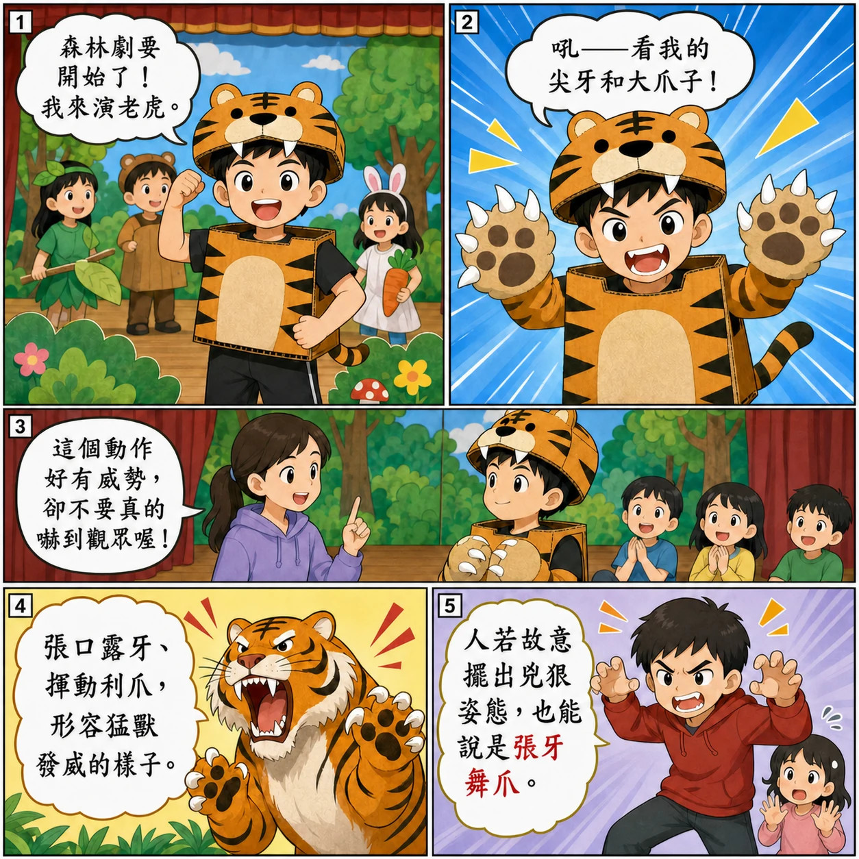 張牙舞爪的 AI 生成成語漫畫